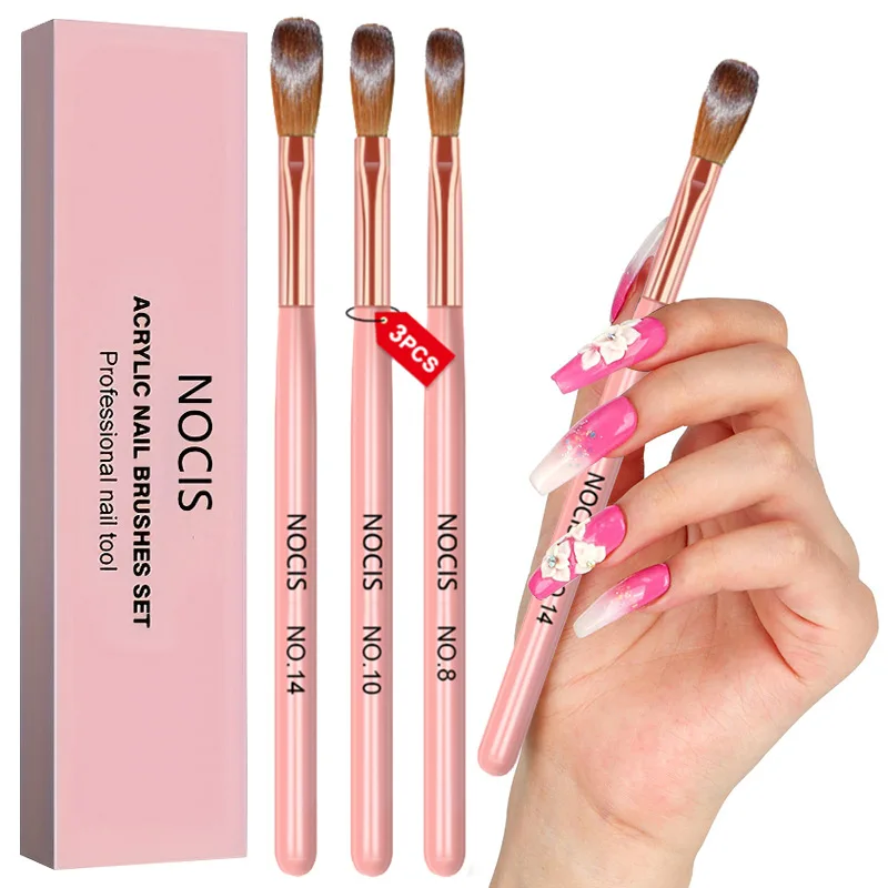 Icey Beauty Nail Brushes Nail Crystal Pen 3 Pink Wooden Rod High End Boxed Nail Pen