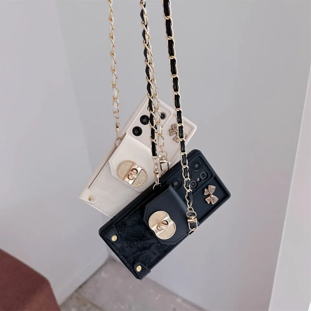 Samsung Galaxy S24 S21 FE S25 Ultra S23 S22 Plus A16 A56 A36 A55 A35 A15用 クロスボディ スマホケース 財布 カードホルダー PUレザー