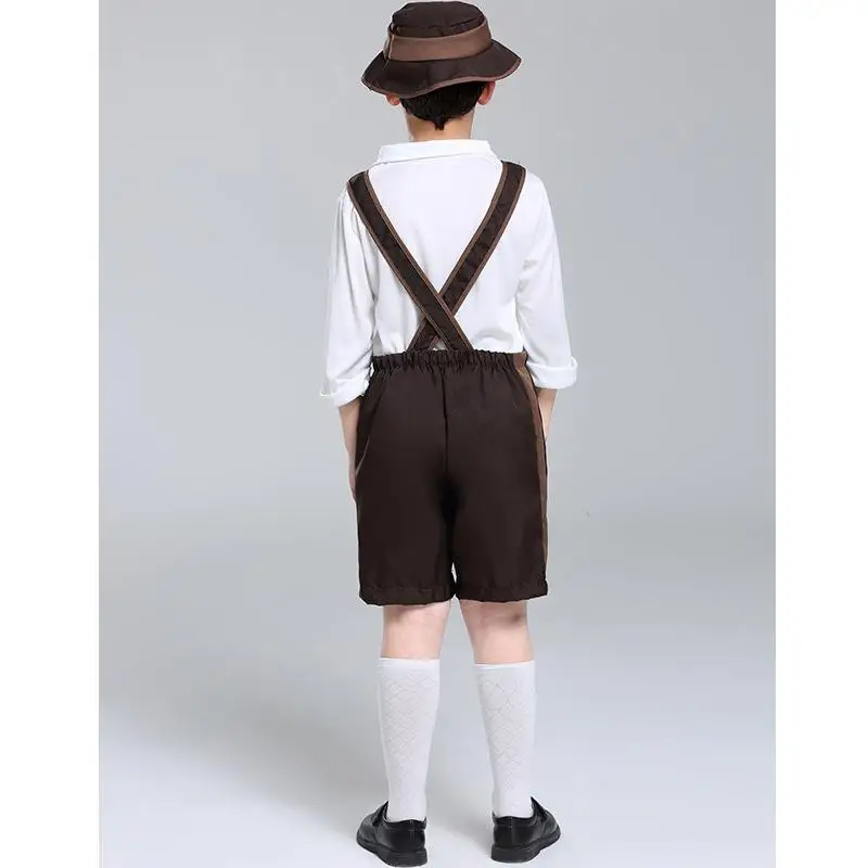 Fantasia de menino da vila alpina, performance de palco, roupa de halloween, dia das crianças, festival de cerveja, roupa de menino, coágulo folclórico tradicional...
