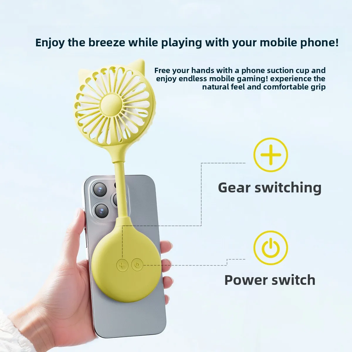 2Pcs Internet celebrity explosion Lazy mini fan Outdoor portable suction cup cross-border hot sale Mobile phone back suction