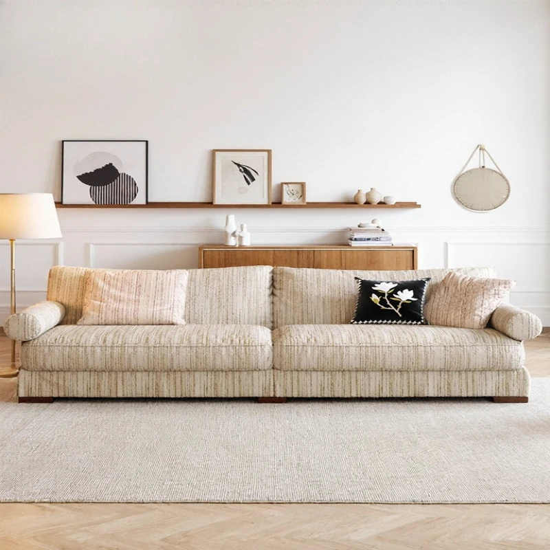 

Fully dismantled and washed fabric sofa antique household straight row living room sofa