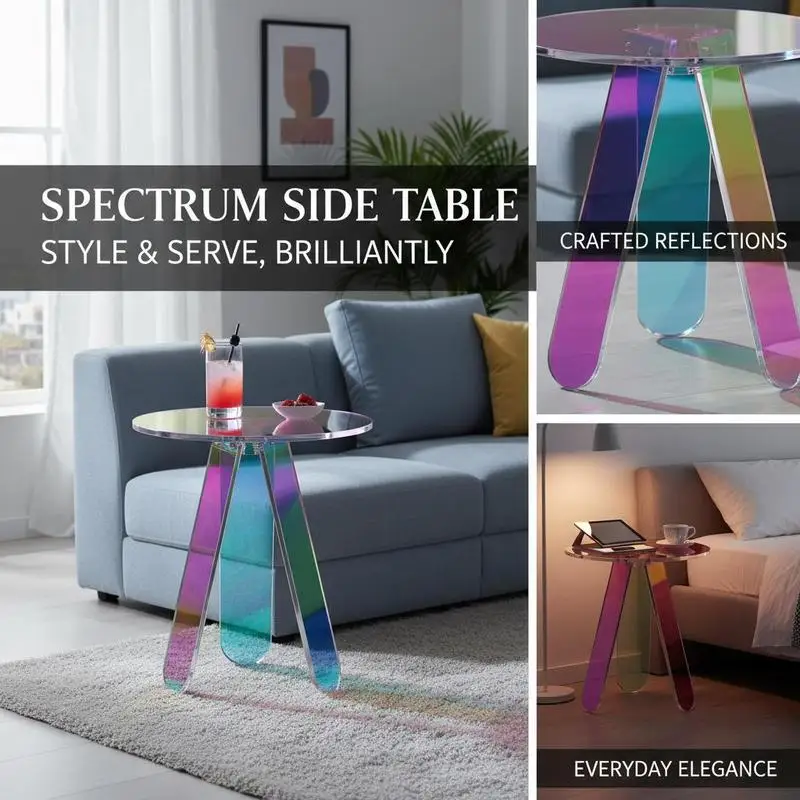 Multicolor Prism Accent Stand 16x16x18 Inches Home Lounge Office Beverage Dessert Accessory Prism Finish Circular Silhouette Space Optimizer