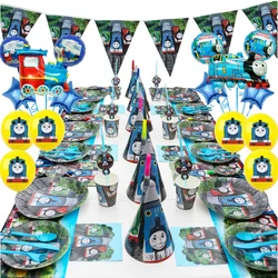Cartoon Thomas Train Theme Birthday Party Balloon Disposable Tableware Train Baby Shower Kids Party Supplies Cup Plate Napkin
