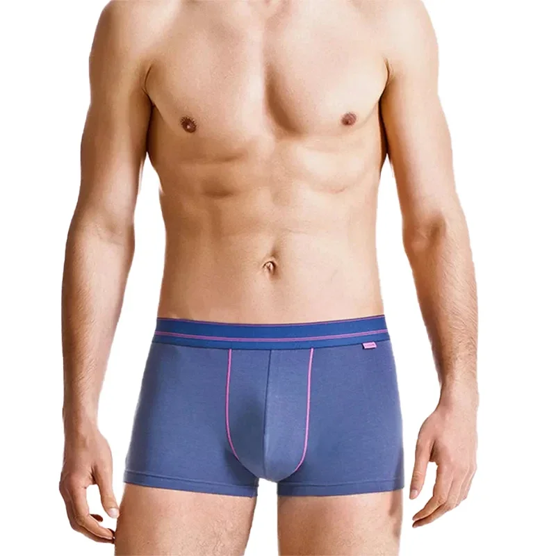 Always In Motion Cueca boxer masculina de cor sólida de cintura média, sem padrão, modelo básico, ALGODÃO, boxers para homens, roupa íntima masculina