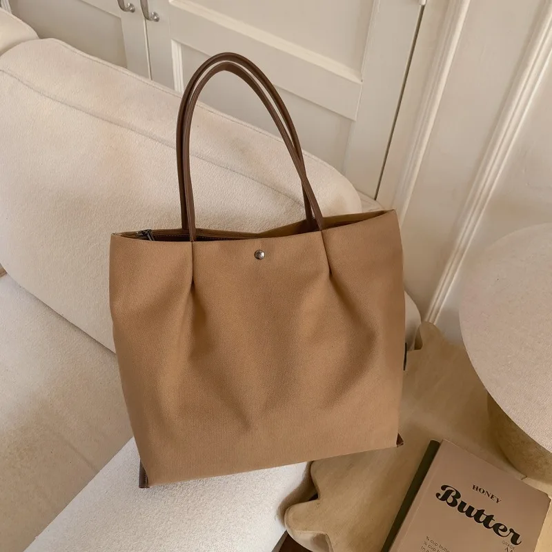 

Сумка через плечо из ПУ и ткани, простая однотонная модная сумка-тоут большой вместимости, премиум-класса