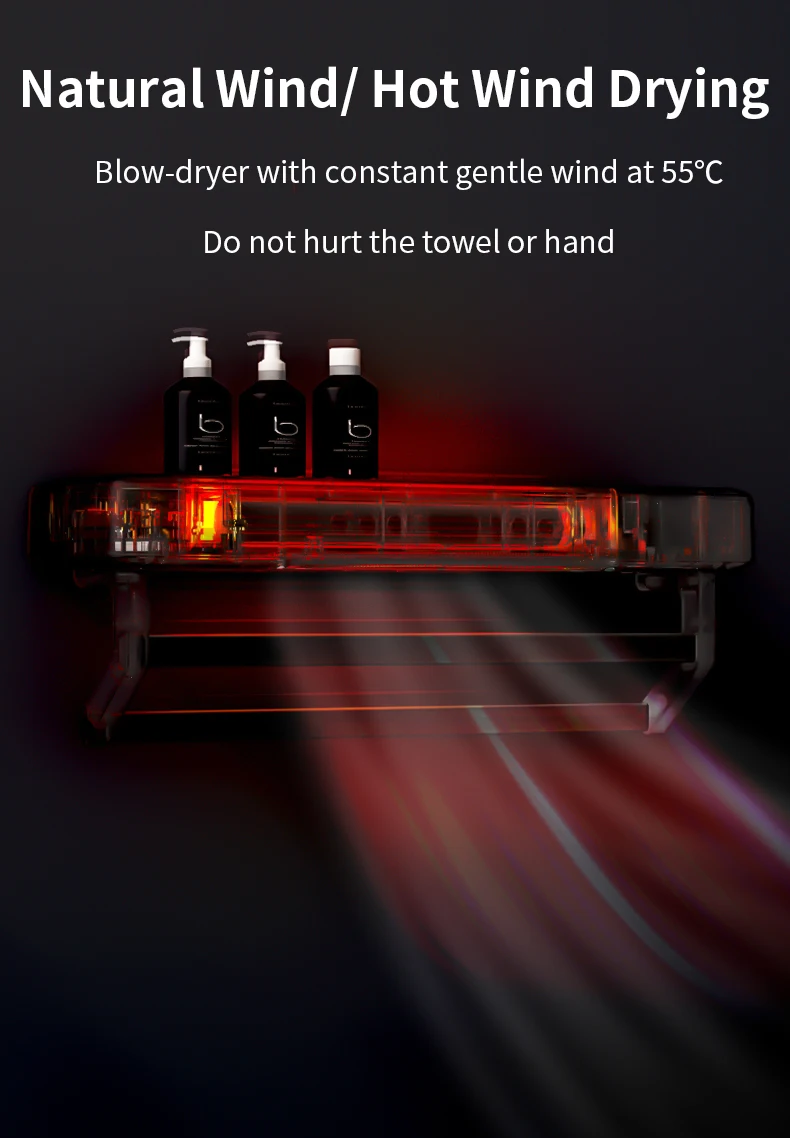 Parede dupla Toalha Secagem Rack, Toalha Titular, Preto Aquecedor, 2022