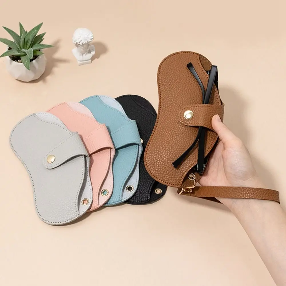 

Printing PU Leather Glasses Bag Hanging Neck Sunglasses Pouch Glasses Storage Bag with Hanging Buckle Eyewear Protector Case