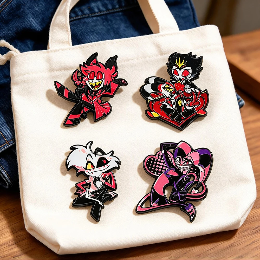 4PCS Cartoon Demon Character Enamel Pin Gothic Monster Figure Lapel Brooch Metal Badge Backpack Clothes Decor Fantasy Fan Gift