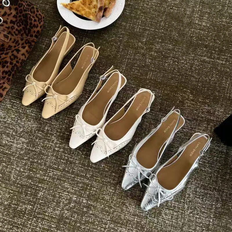 Sandálias Femininas Anabela com Laço, Sapatos de Salto Alto Bico Fino, Chinelos Elegantes para o Verão 2026, Scarpins da Moda, Sapatos Sociais Feminin