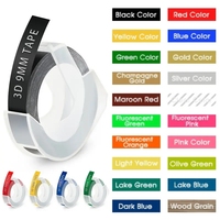 6/9/12mm Multicolor 3D Embossing Label Tape For Embossing Label Maker PVC LABEL DYMO 12965 Motex E101 E-303 3D Embossing Tape