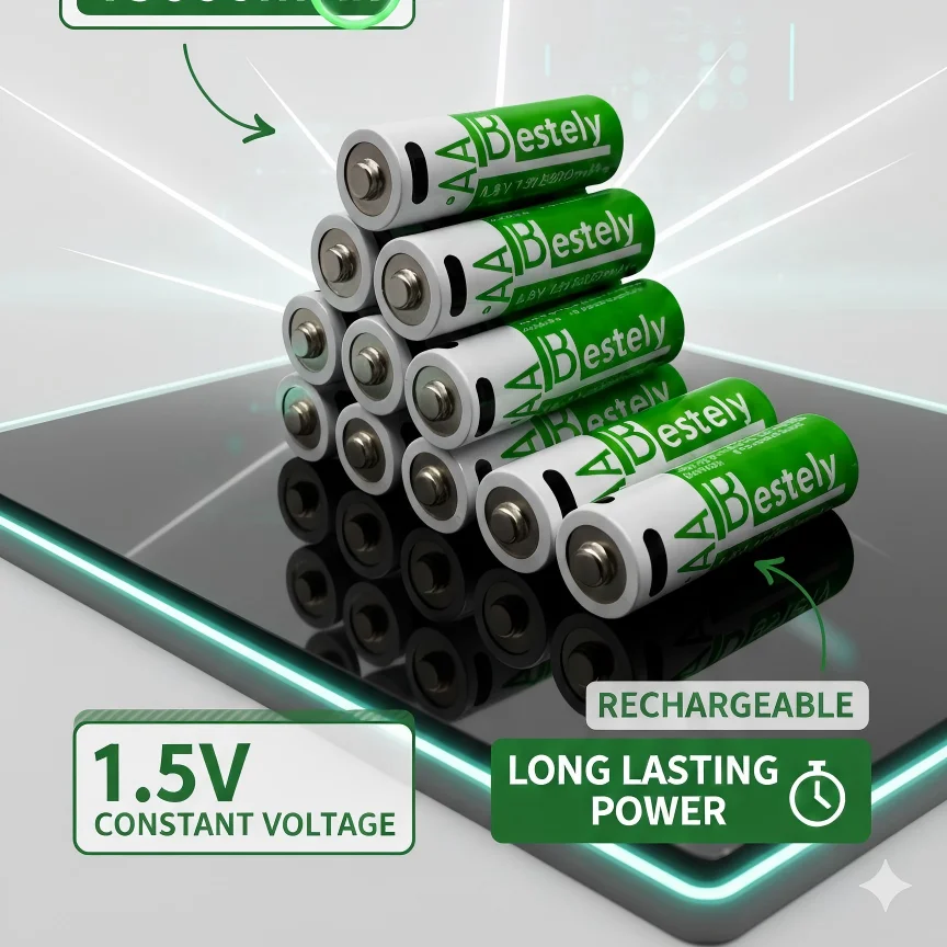 Популярные аккумуляторы AA 1.5V с постоянным напряжением, высокой емкостью и длительным сроком службы, перезаряжаемые через USB-C, для камер/контроллеров/игрушек/устройств