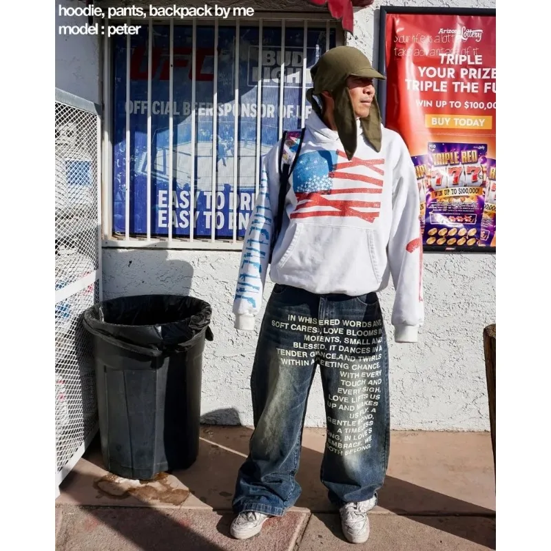 Y2K Men Jeans vintage American Pattern Letter Jeans Streetwear gothic Harajuku Hip Hop Men Women Fashion Casual Wide Leg Jeans