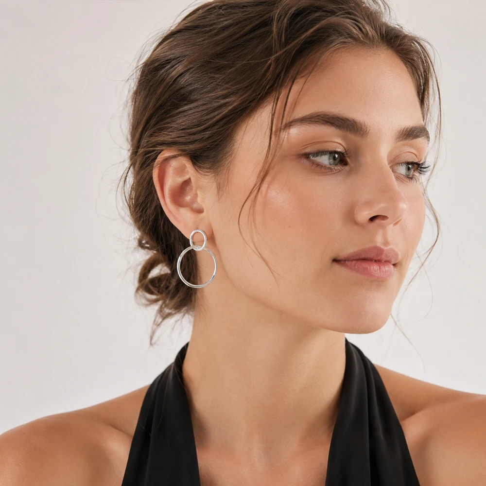 Ohrringe Kreise Europa Einfachheit Edlen Schmuck Für Frauen Herbst Marke Neue Sterling Silber 925 Geschenk – Detail 1