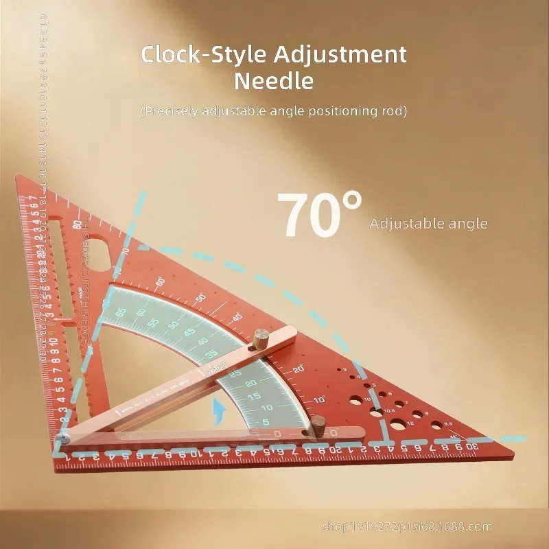 Adjustable Aluminum Triangle Ruler Angle Measuring Tool for Drawing Straight Lines and Circular Arcs Precision Woodworking