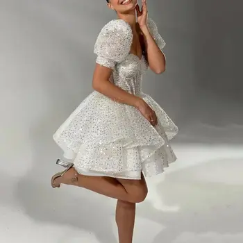 10 best sales Vestidos curtos com cauda removível - №7