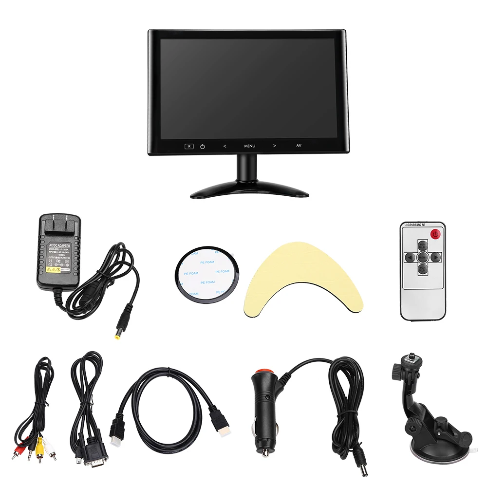 Eyoyo-Monitor de escritorio EM07K, 7 pulgadas, resolución de 1024x600, compatible con Control remoto, entrada HDMI/VGA/AV con altavoz para interior