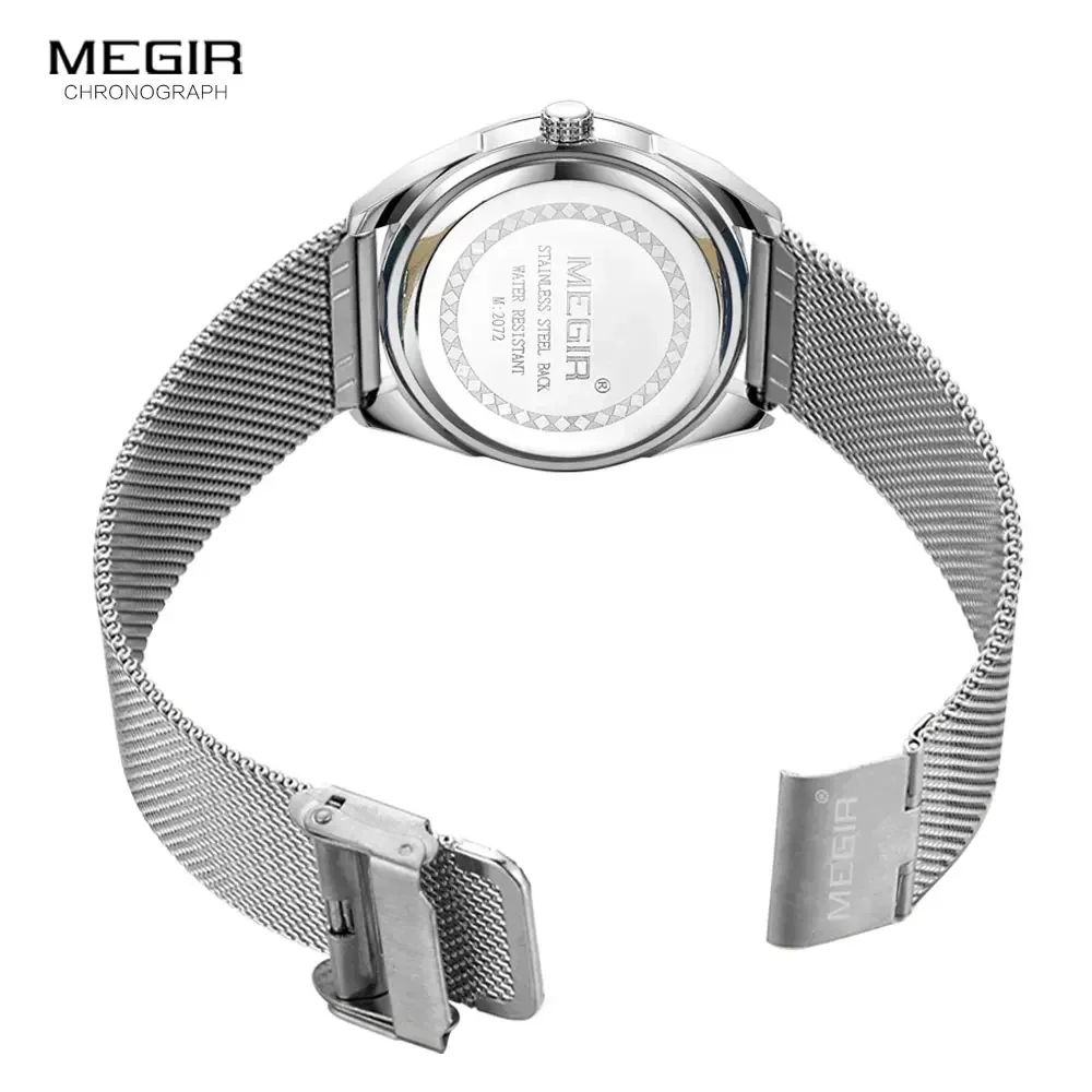 Relojes MEGIR para hombre 2020, marca Tp de lujo, reloj de cuarzo de cuero, relojes de pulsera de moda para hombre, banda de malla, reloj resistente al agua con fecha y semana