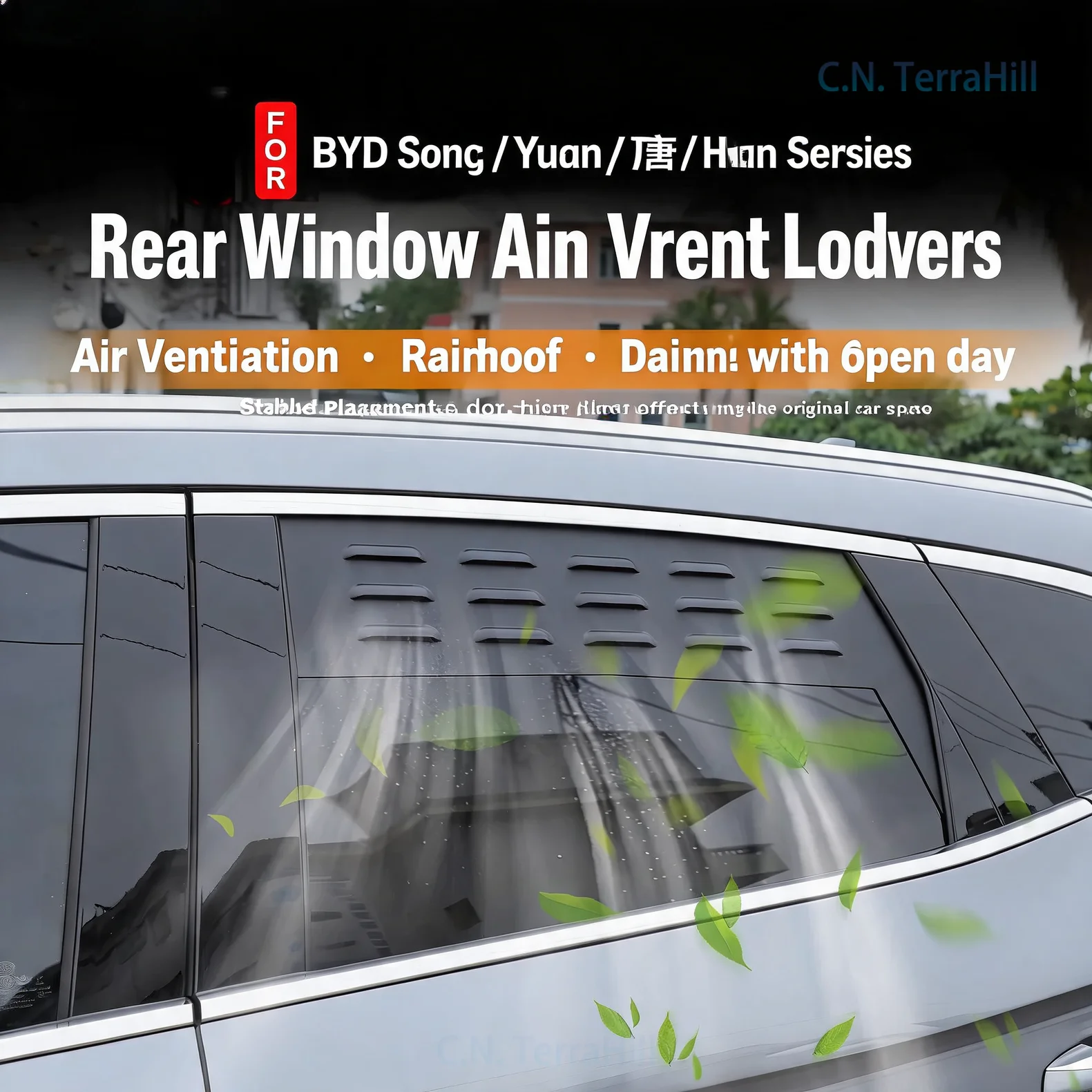 Car Window Sun Shade Vent Louver Compatible with BYD Song Pro Song L Song Plus Tang Yuan Plus Han Rear Window Modification