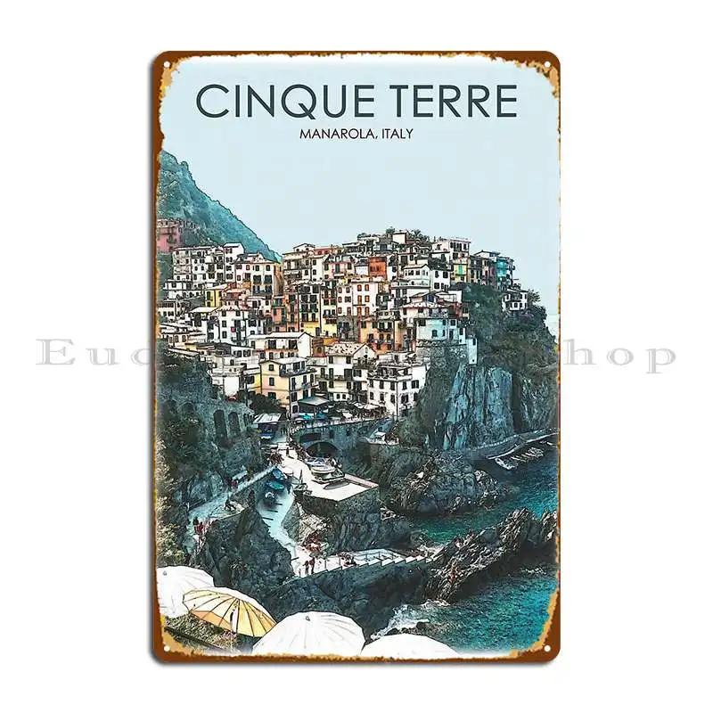 Cinque Terre Travel Manarola Italy Metal Plaque Cinema Wall Mural Club Bar Club Customized Tin Sign Poster