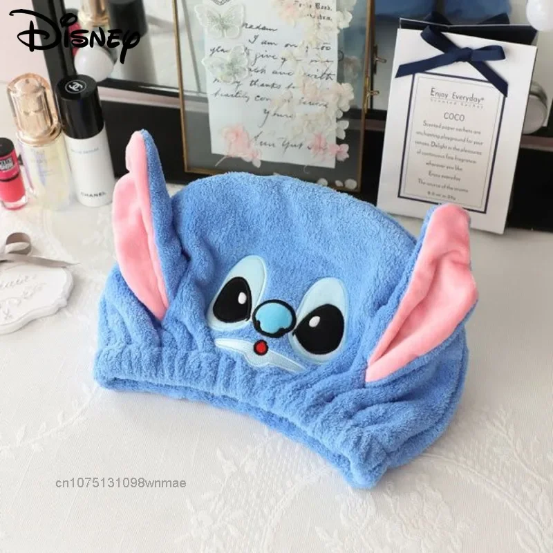 Disney Stitch Embroided Cute Cartoon Adult And Child Shower Dry Hair Cap Absorbs Water And Dries Quickly Bathroom Hair Towel