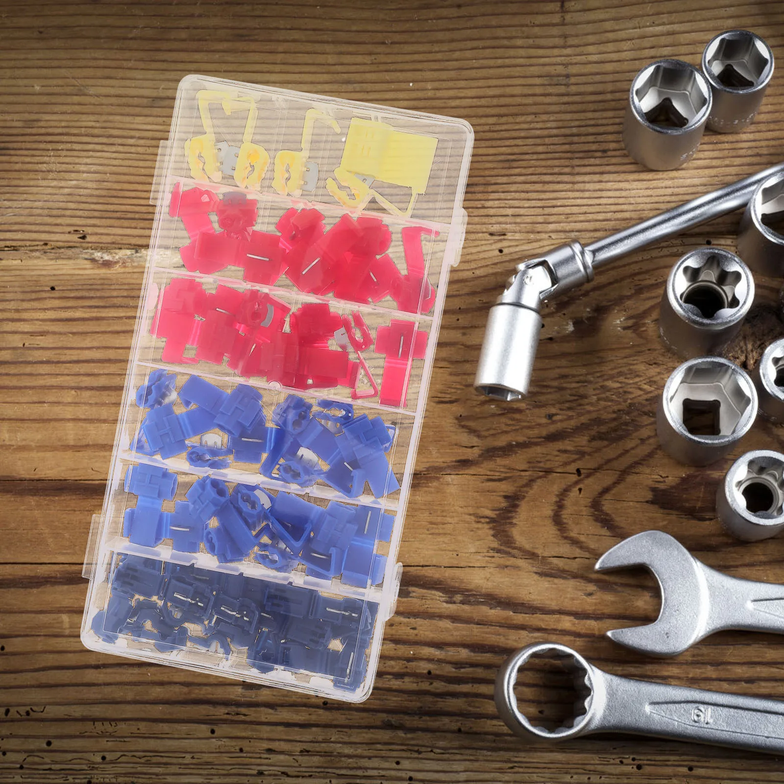 

65pcs Wire Connectors Quick Splice Crimp Seal Shovel Terminal Clamp Box Plastic Electrical Household Industrial