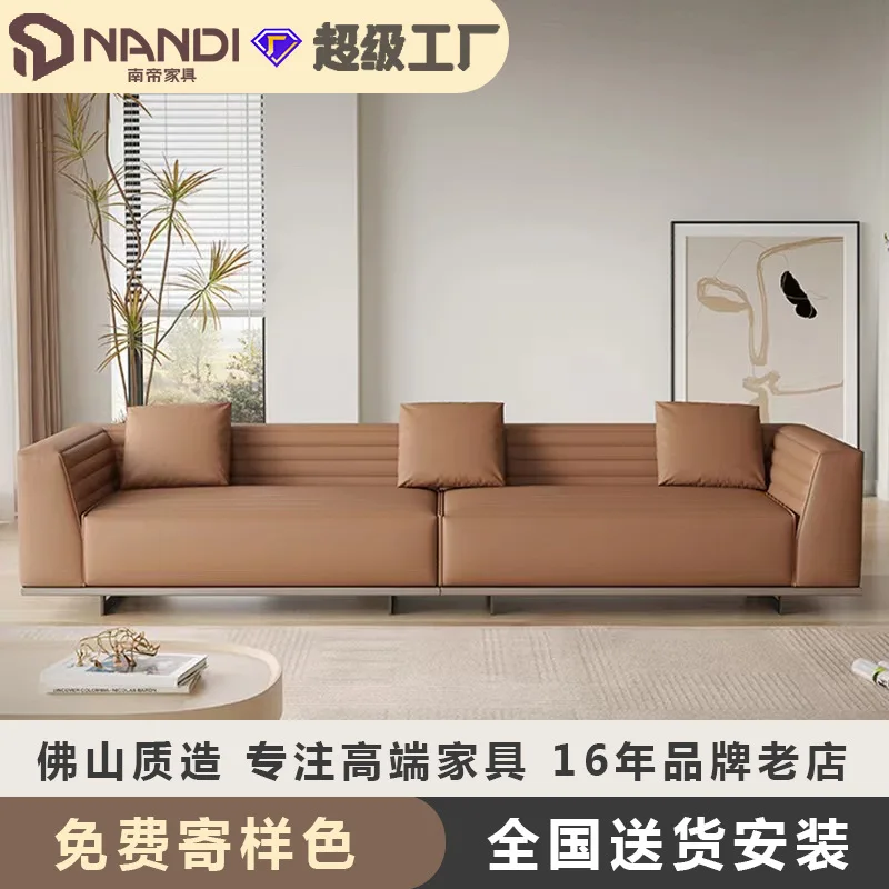 

Итальянский минималистичный кожаный диван Roger, вилла, большой плоский пол, прямой ряд, маленькая квартира, первый слой, дизайн из воловьей кожи, тканевый диван