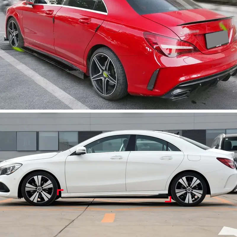 For Mercedes Benz Accessories C117 CLA250 260 CLA45 ClA200 W117 Side Skirt Extensions Rocker Panel Lip 8Pcs 86.6inch/2.2M Gloss - view 5