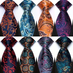 Luxury 8CM Mens Necktie Floral Paisley Ties For Man Groom Jacquard Woven Neck Tie Accessories For Business Wedding Party