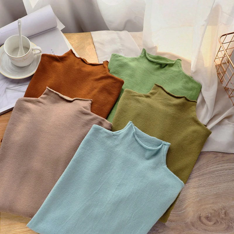 Chic New Sweater For Women Warm Soft Gentle Color Mock Neck Basic Sweater Pullovers Women Winter Autumn Long Sleeve Jumpers Top