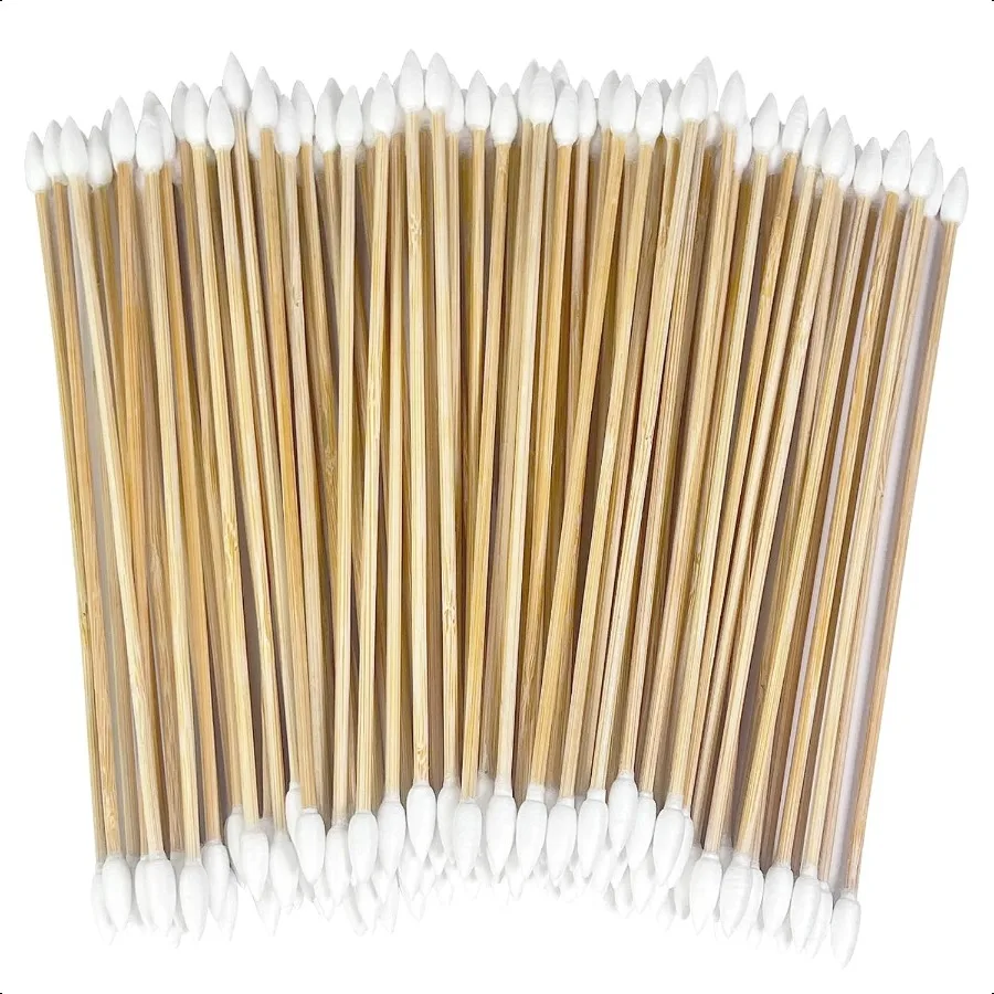 200 Pcs 6 Inch Gun Cleaning Cotton Swabs with Double Pointed Tips Strong Bamboo Sticks Lint Free Long Cotton Swabs for Precisio