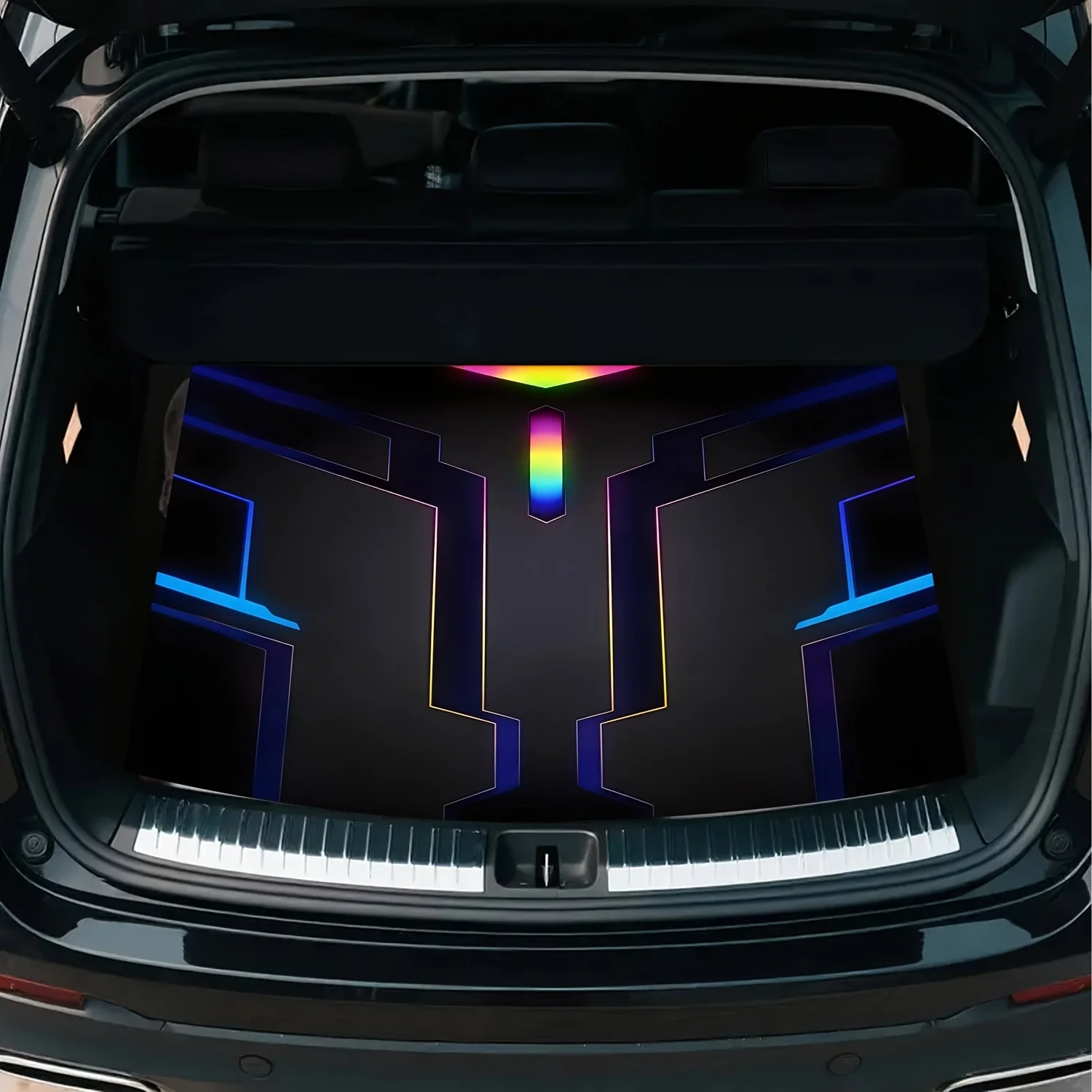 9-Color Cyber Mecha Car Trunk Mat | Multiple Contrasting Color Options | Anti-Slip And Wear-Resistant | Futuristic Trunk Mat, A