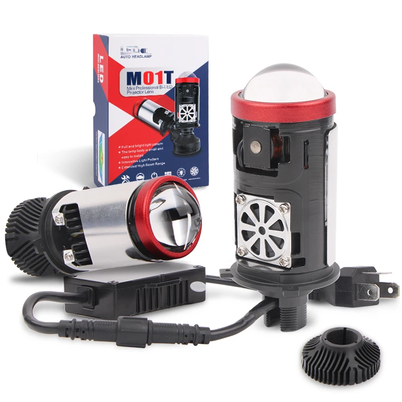 

M01T Mini Projector Lens LED Headlight Light Large Lens Effect Hi/Lo Beam H4 for Motorcycle Auto Car-6000k Color Temperature New