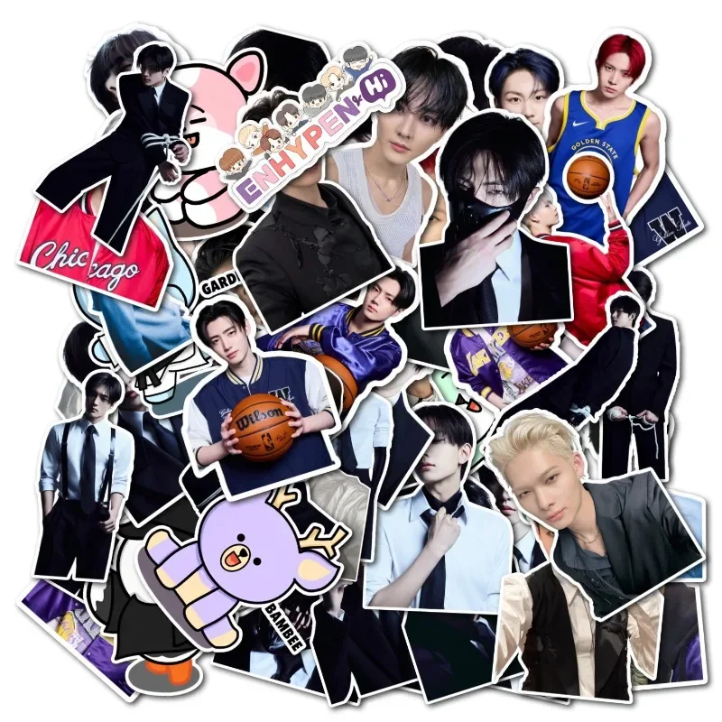 57Pcs ENHYPENS Self-adhesive Stickers DIY Graffiti Decorative Decals Creative Craft Stickers for Handmade Decoration