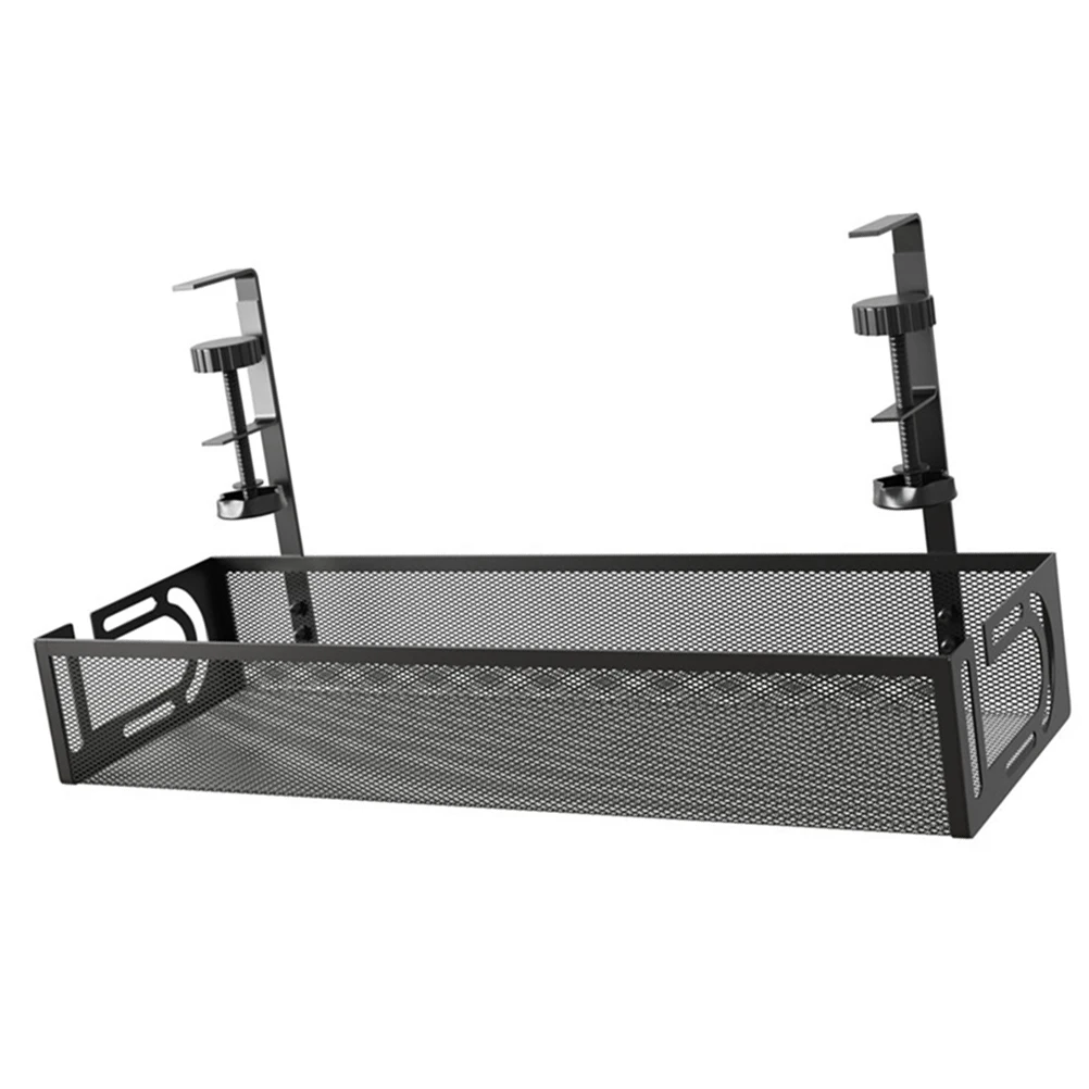 

Cable Management Tray Under Desk Organizer Storage Rack Black Compact Lightweight Load Bearing Easy Installation Wires Charging