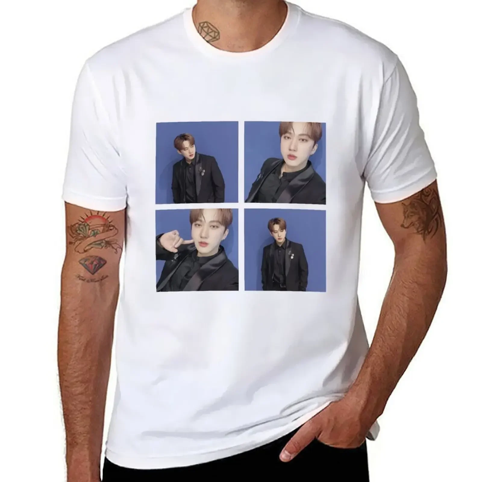 seo changbin T-Shirt cute tops customizeds Aesthetic clothing fruit of the loom mens t shirts heavyweight fashion Round Neck new