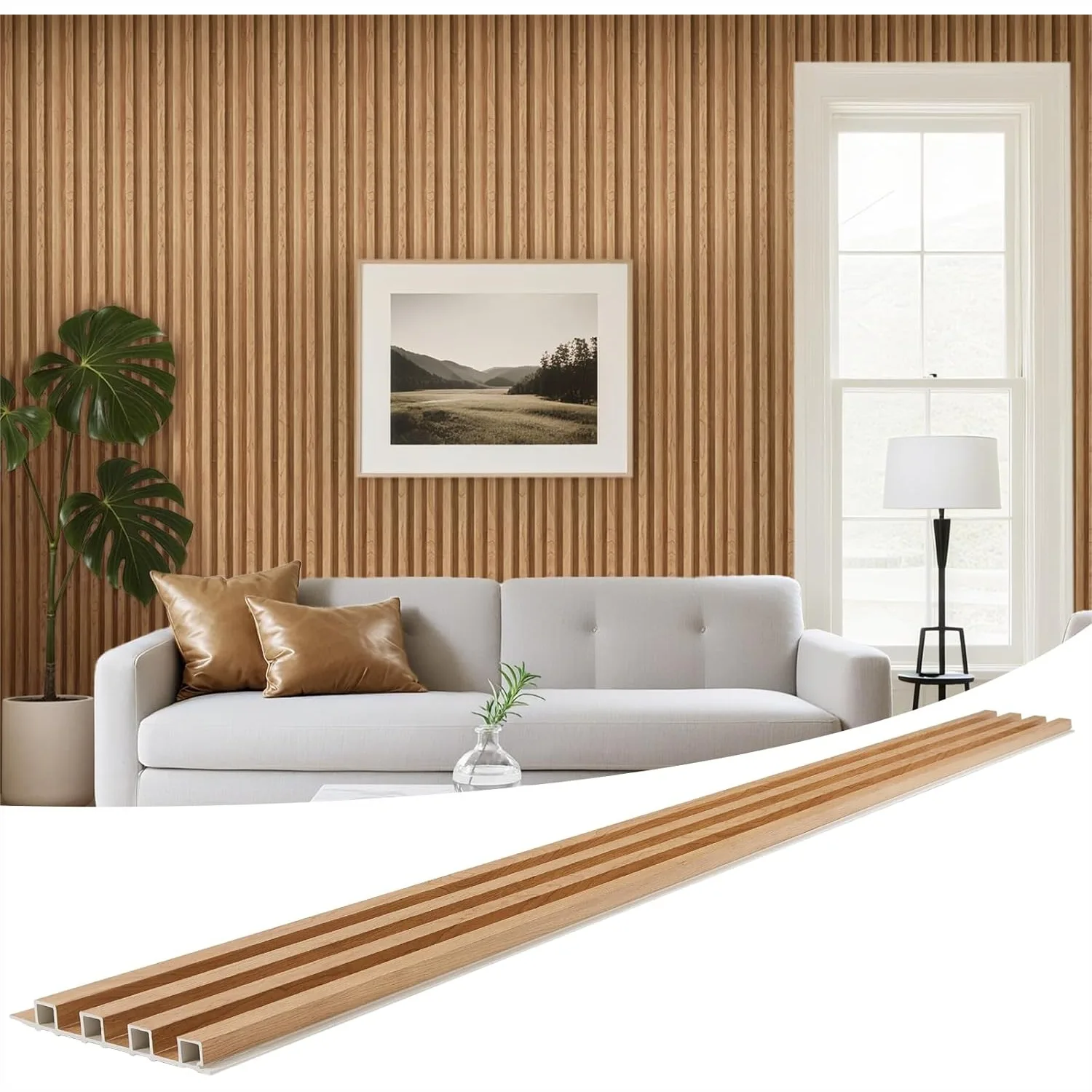 

WPC Slat Wall Panels 8 Pack 96" x 6.6", Waterproof Fluted Wall Paneling, Accent 3D Wall Decor for Bathroom, Bedroom, Office