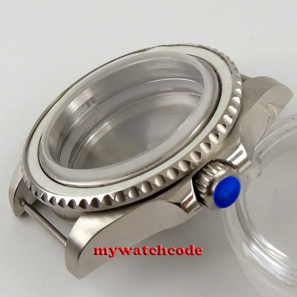 Caja de reloj de acero de cristal plano de cristal de zafiro de 40mm, compatible con movimiento NH35 NH36