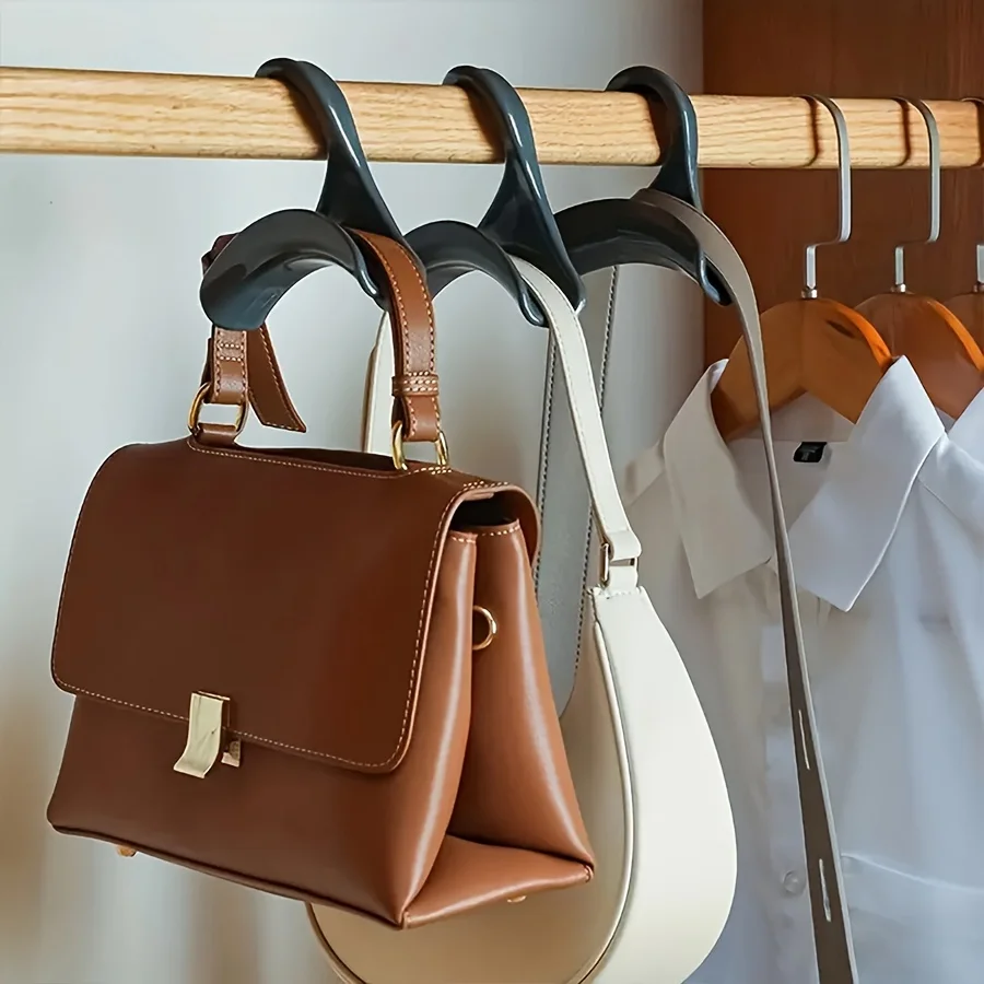 Bag Hanger Hook for Closet Rod Plastic Handbag Hanger Purse Holder Wardrobe Organizer Hats Scarves Backpacks No Drilling