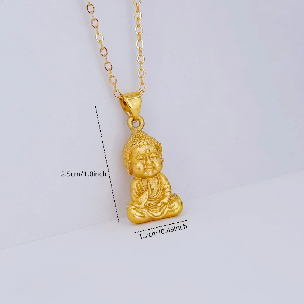 Gold Plated Buddha Buddhist Pendant Necklaces for Women 18inch Chain Collar Femme Vintage Jewelry Accessories Gifts