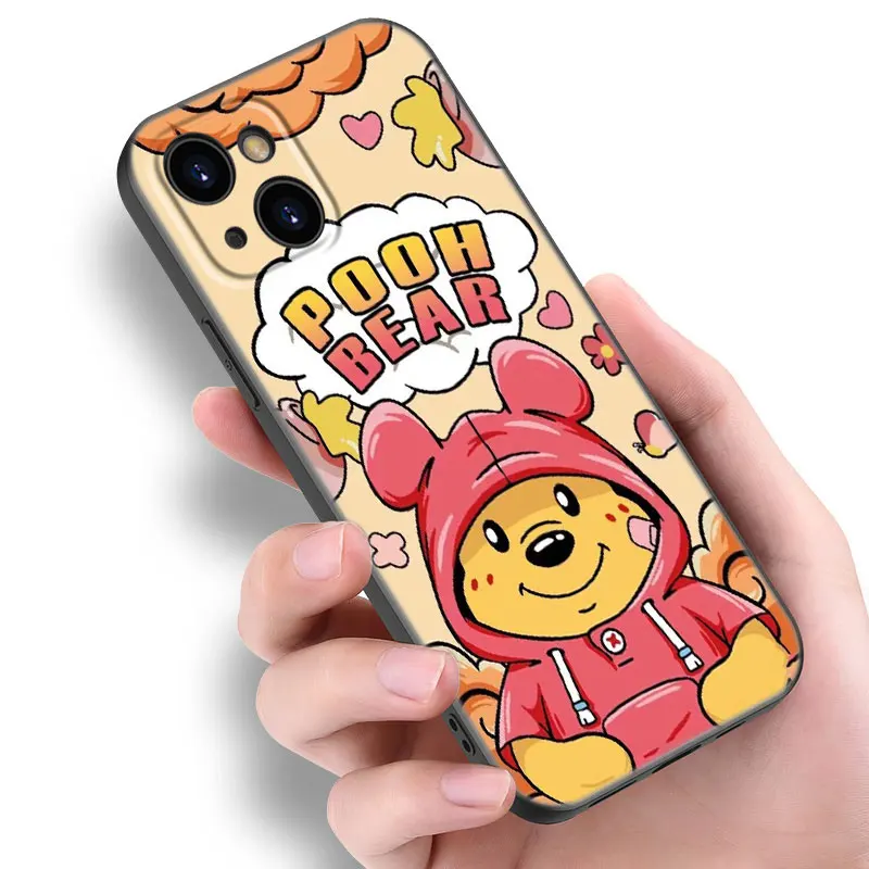 Honey The Pooh Bear Phone Case For Apple iPhone 12 13 Mini 11 14 15 Pro Max 7 8 Plus X XR XS SE 2020 2022 Black Silicone Case