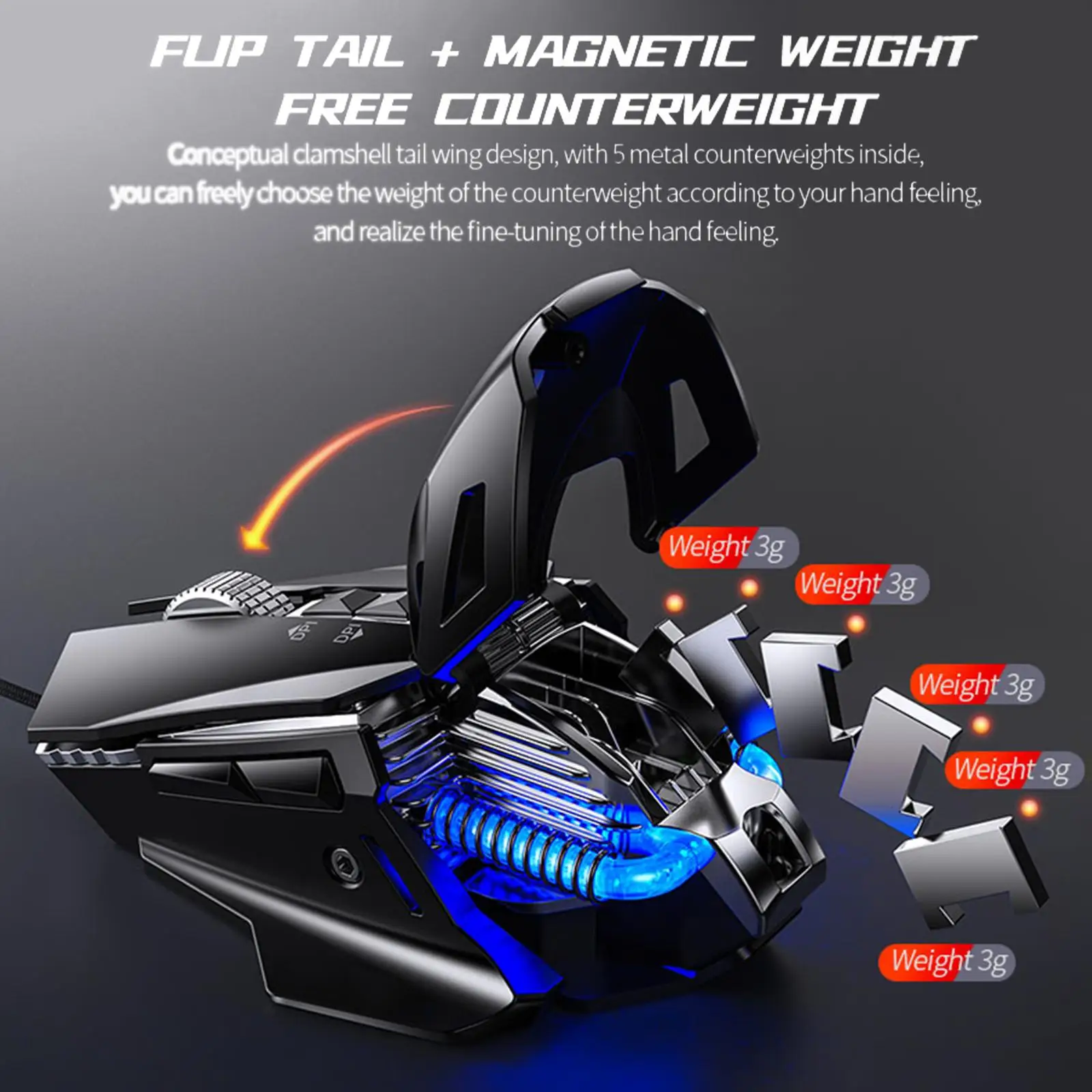 

G10 Gaming Mouse Wired RGB 7 Programmable Button 200-7200 DPI Full Keys Optical Mouse for PC Laptop Gamer Desktop with Flap Tail