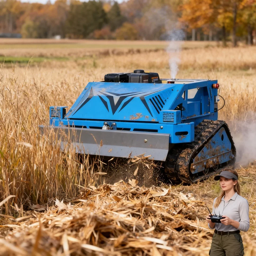 

Настраиваемая роботизированная газонокосилка-измельчитель с дистанционным управлением для ферм, садов и газонов: многофункциональная резка травы, измельчение и уборка снега