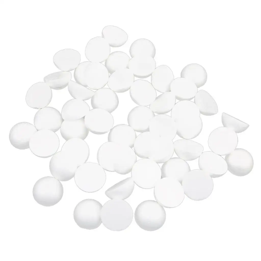 Pack of 10 5cm White Modelling Craft Polystyrene Foam Balls Hemispheres