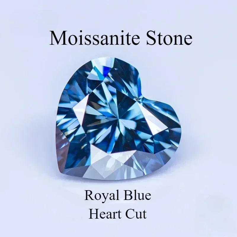 

L-натуральные цвета, королевский синий муассанит, огранка в форме сердца, выращенный в лаборатории бриллиант, драгоценный камень для женщин, изготовление ювелирных изделий с сертификатом