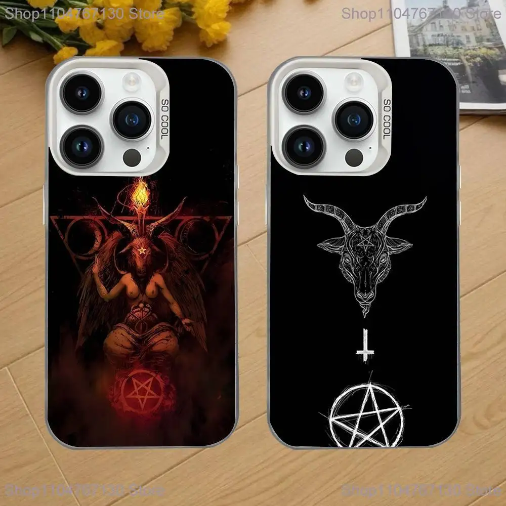 

Satanic Goat Satan Devil Phone Case For iPhone 16,15,14,13,12,11,Mini,Pro,SE,MAX White Matte Shockproof Cover
