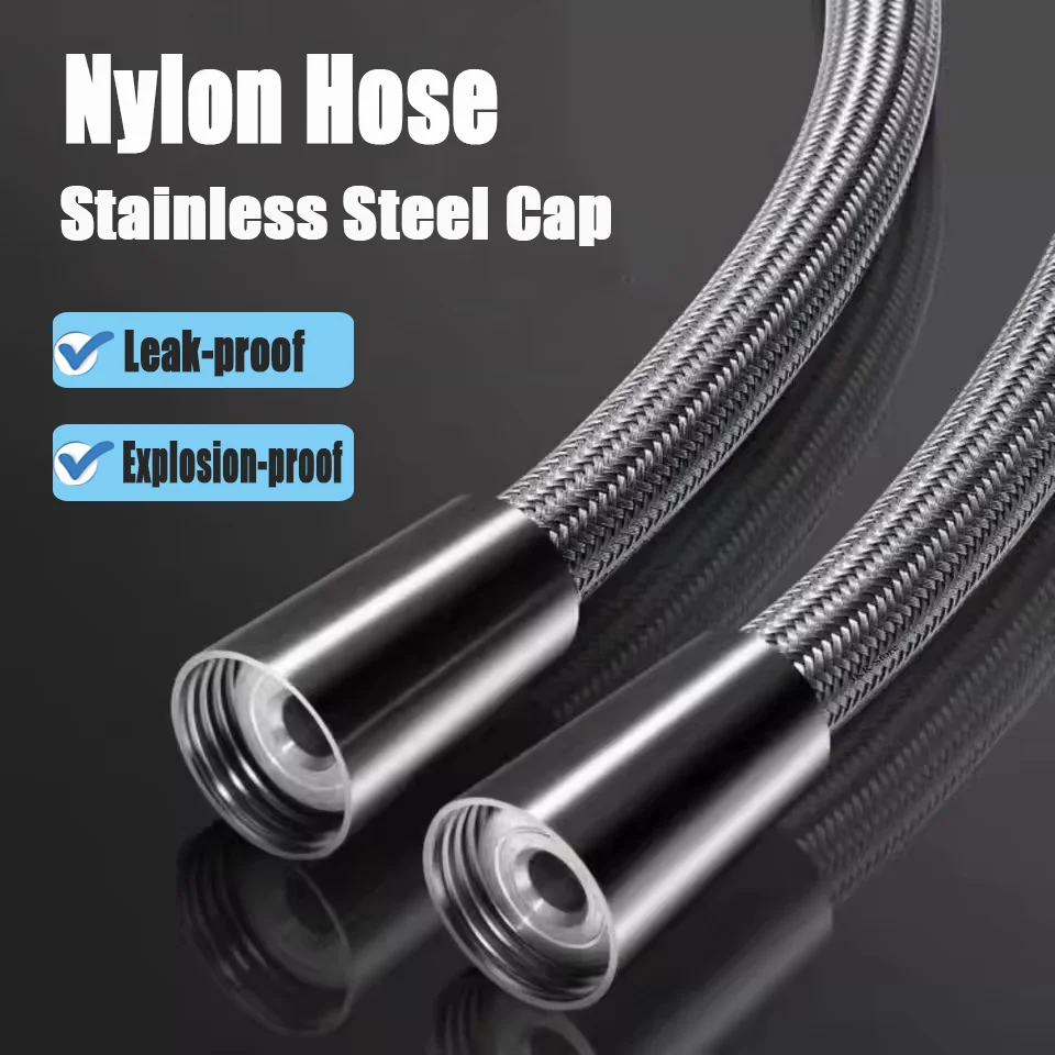 

1,5/2 м нейлоновый взрывозащищенный шланг для душевой насадки высокого давления для ванной комнаты G1/2, универсальная трубка с большим потоком, водопроводная труба с защитой от намотки