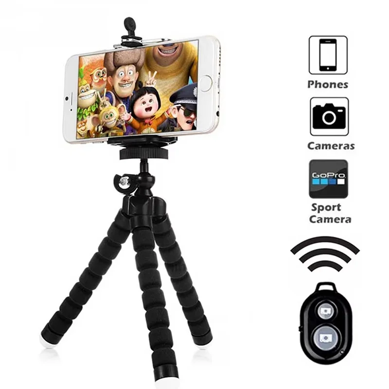 Phone Tripod Stand With Bluetooth Remote Mobile Holder Clip Mini Table Mount For iPhone Realme Xiaomi And For DJI Action Camera