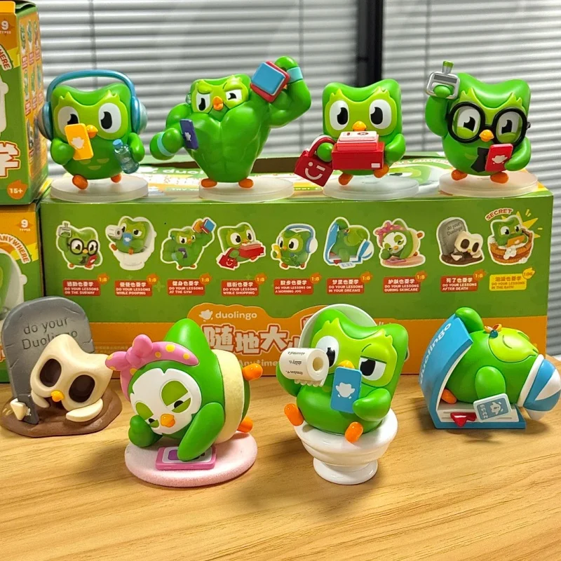 Authentique Jouet Surprise Duolingo Owl Learning Everywhere Kawaii, Décoration de Bureau Adorable en Forme de Dessin Animé, Cadeau d'Anniversaire Surprise