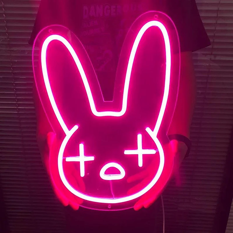 

Custom Bad Bunny Neon Sign Rabbit Logo Wall Decor For Home Bedroom Bar Club Kawaii Anime Decor Light Gift