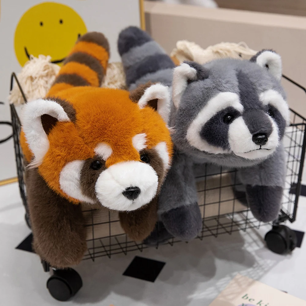 Stuffed Lying Fox Raccoon Red Panda Plush Toyss Cartoon Sleeping Appease Pillows Fluffy Animals Dolls Lovely Birthday Gifts